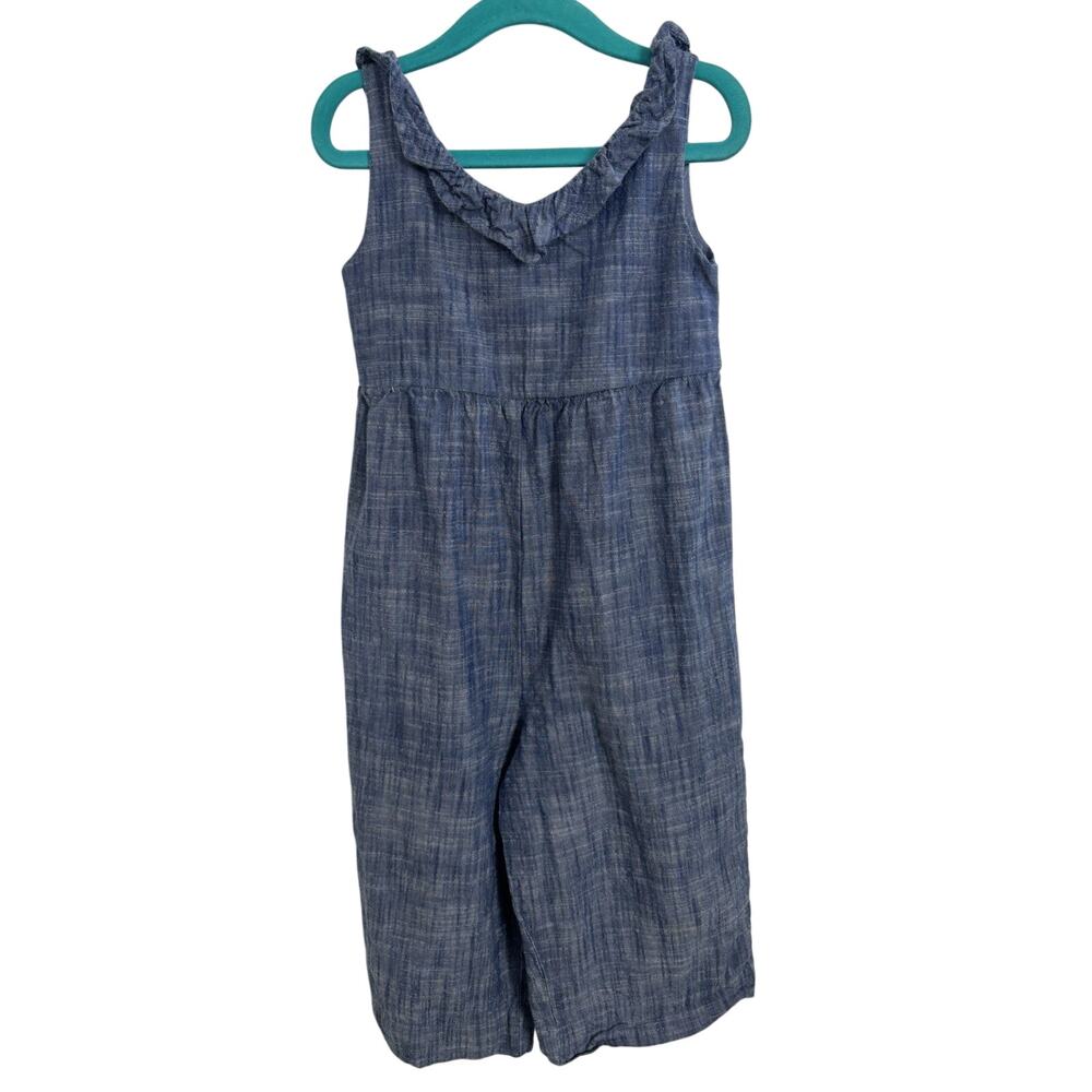 Hope & Henry Organic Cotton Sleeveless Chambray Denim Jumpsuit Girl’s Size 5